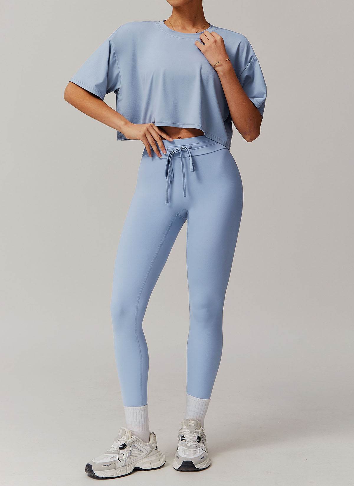 Sports Sets with Short Sleeve T-Shirts and Leggings