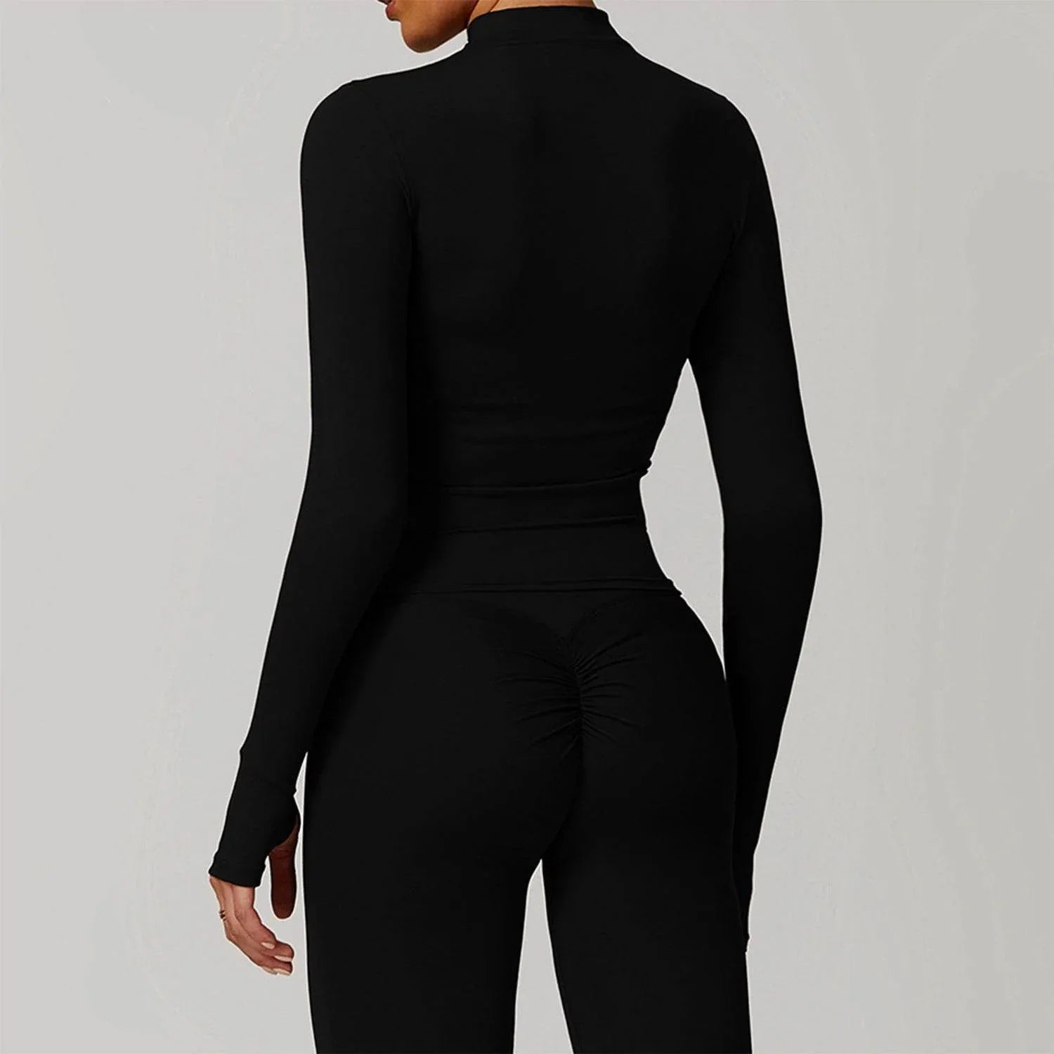 Zip Up Workout Jacket Long Sleeve Athletic Coat with Pockets -