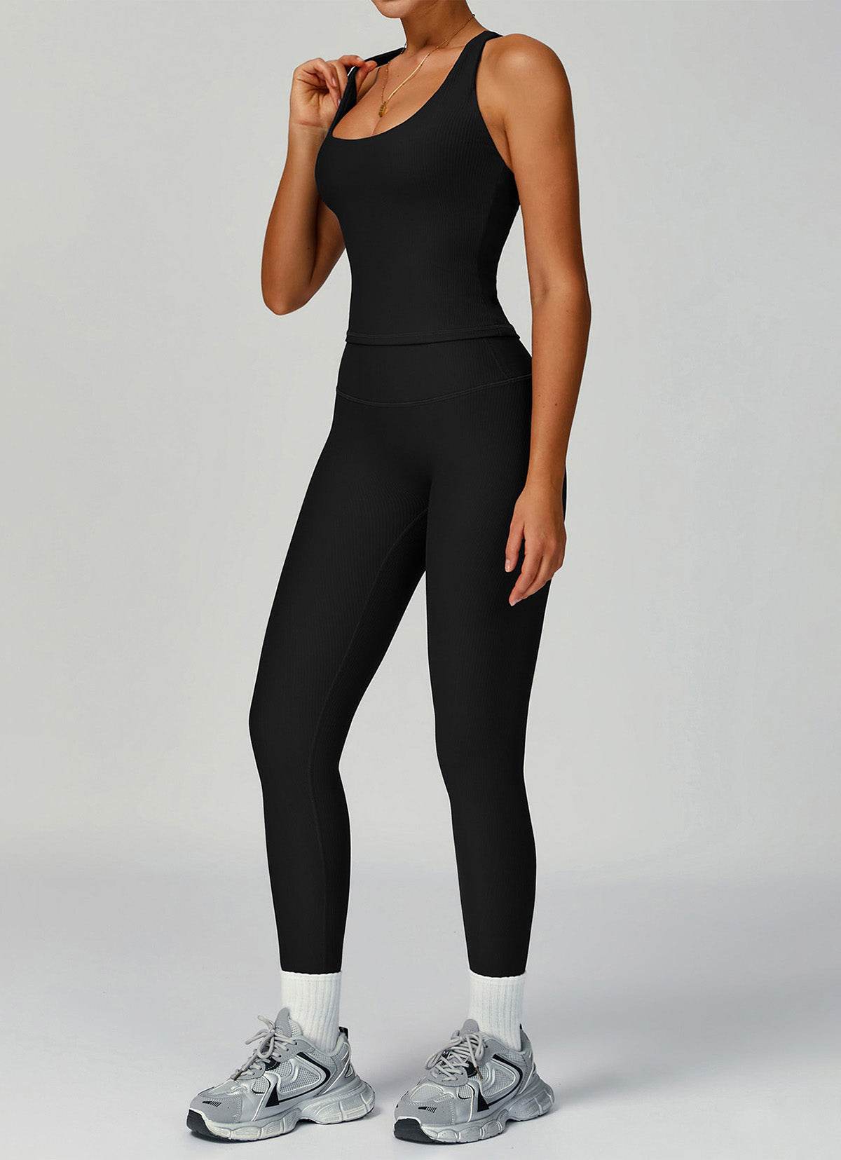 Ribbed Activewear Set with Sports Tank Top and Legging