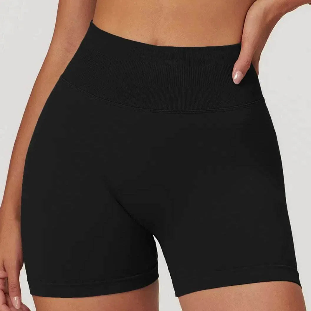 High Waisted Yoga Shorts - Black