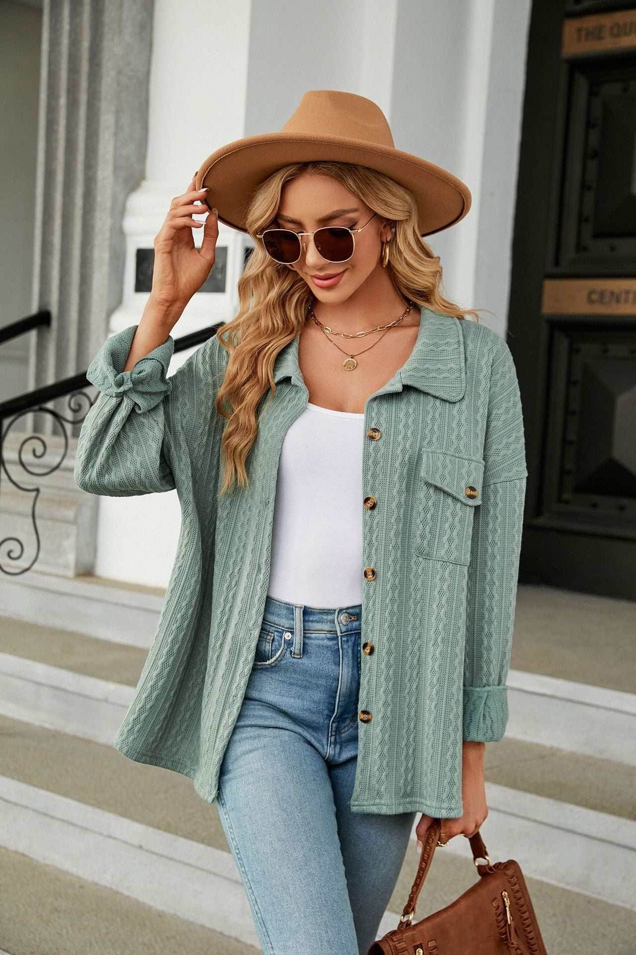 Casual Long Sleeve Button Down Shirt Coat