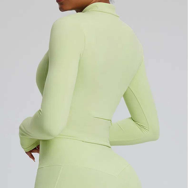 Long Sleeve Half Zip Yoga Jacket with Pocket | Stylish & Functional