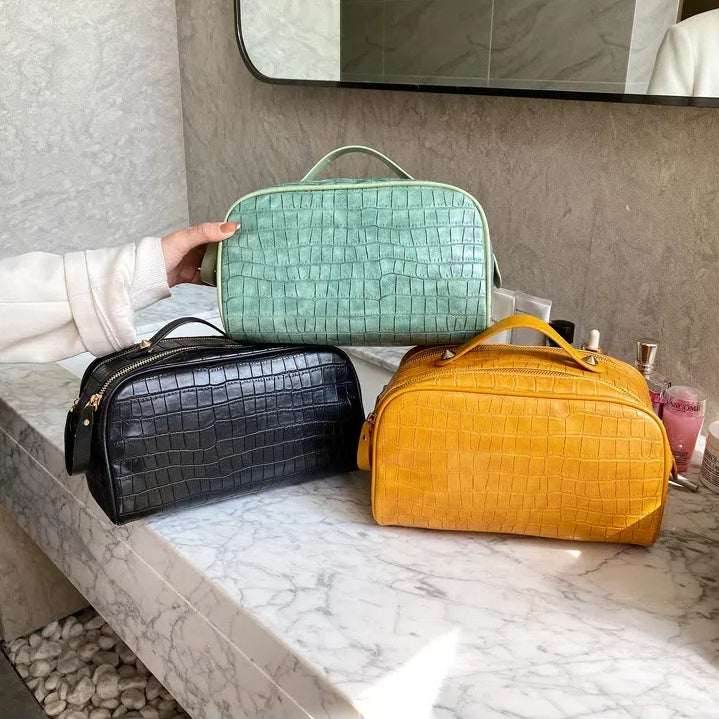 Large Capacity PU Leather Travel Makeup Bag
