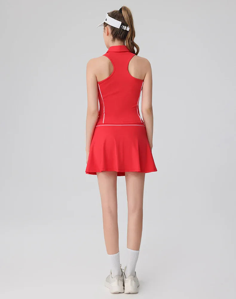 Tennis Sets with Polo Sleeveless Golf Shirt and Skirt -