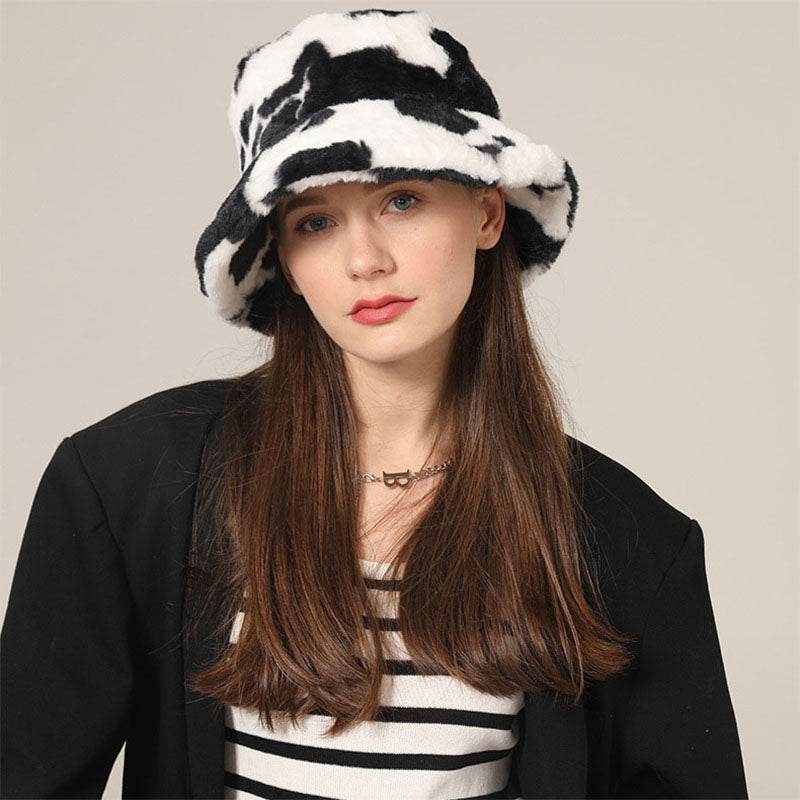 Winter Fuzzy Bucket Hat Lambswool Warm Fisherman Cap