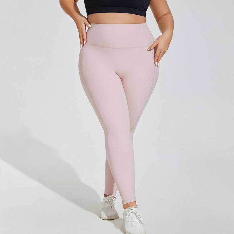 Plus Size Seamless Sports Leggings With Pocket