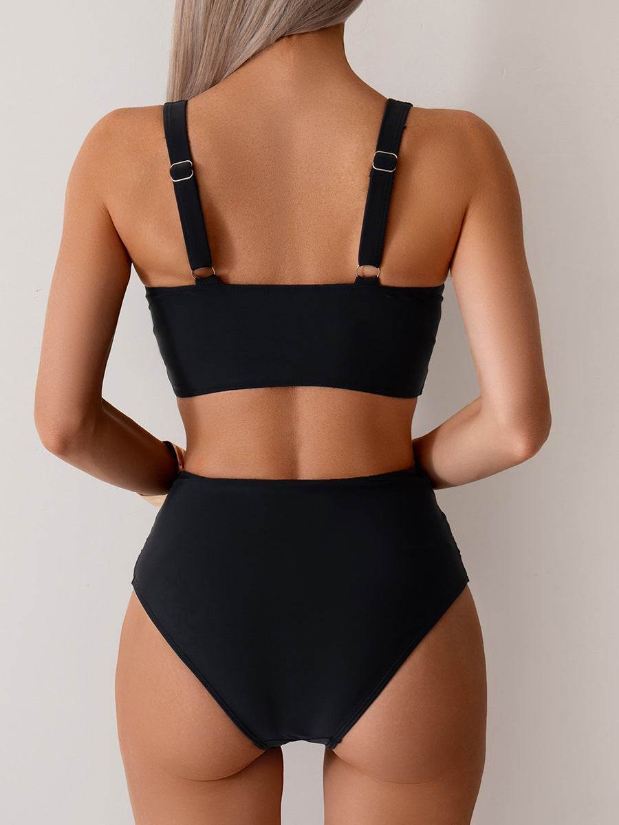 High Waisted Tummy Control Ruched Bikini Sets