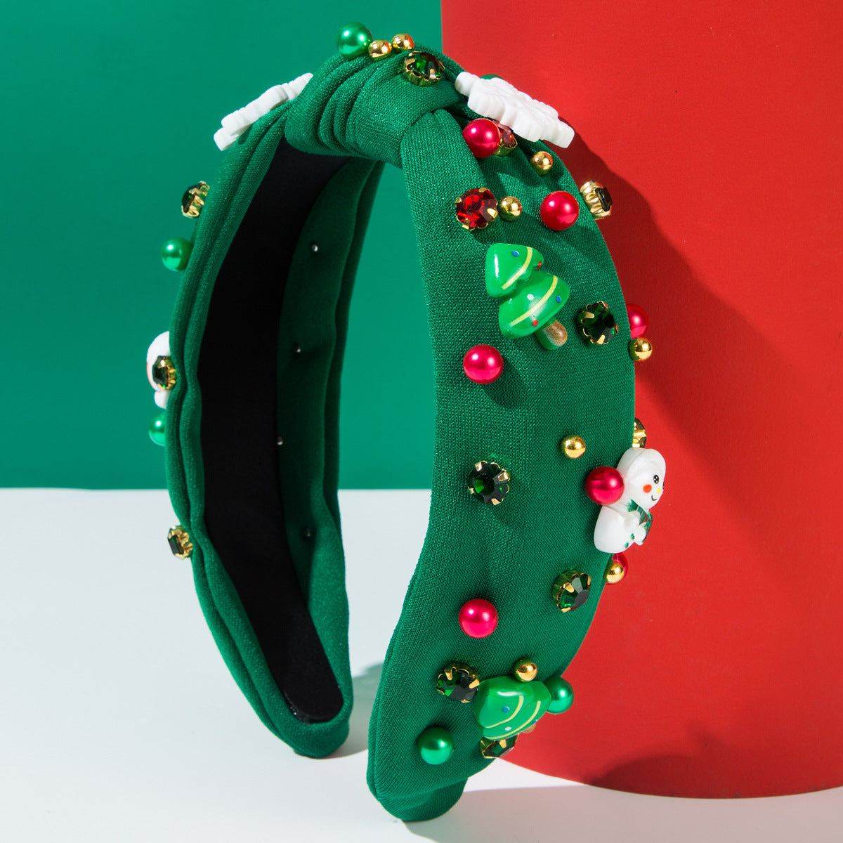 Christmas Jeweled Crystal Embellished Knotted Headband