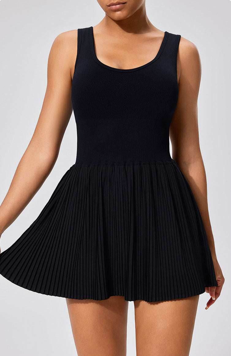 One Piece Backless Tennis Dress With Inside Shorts