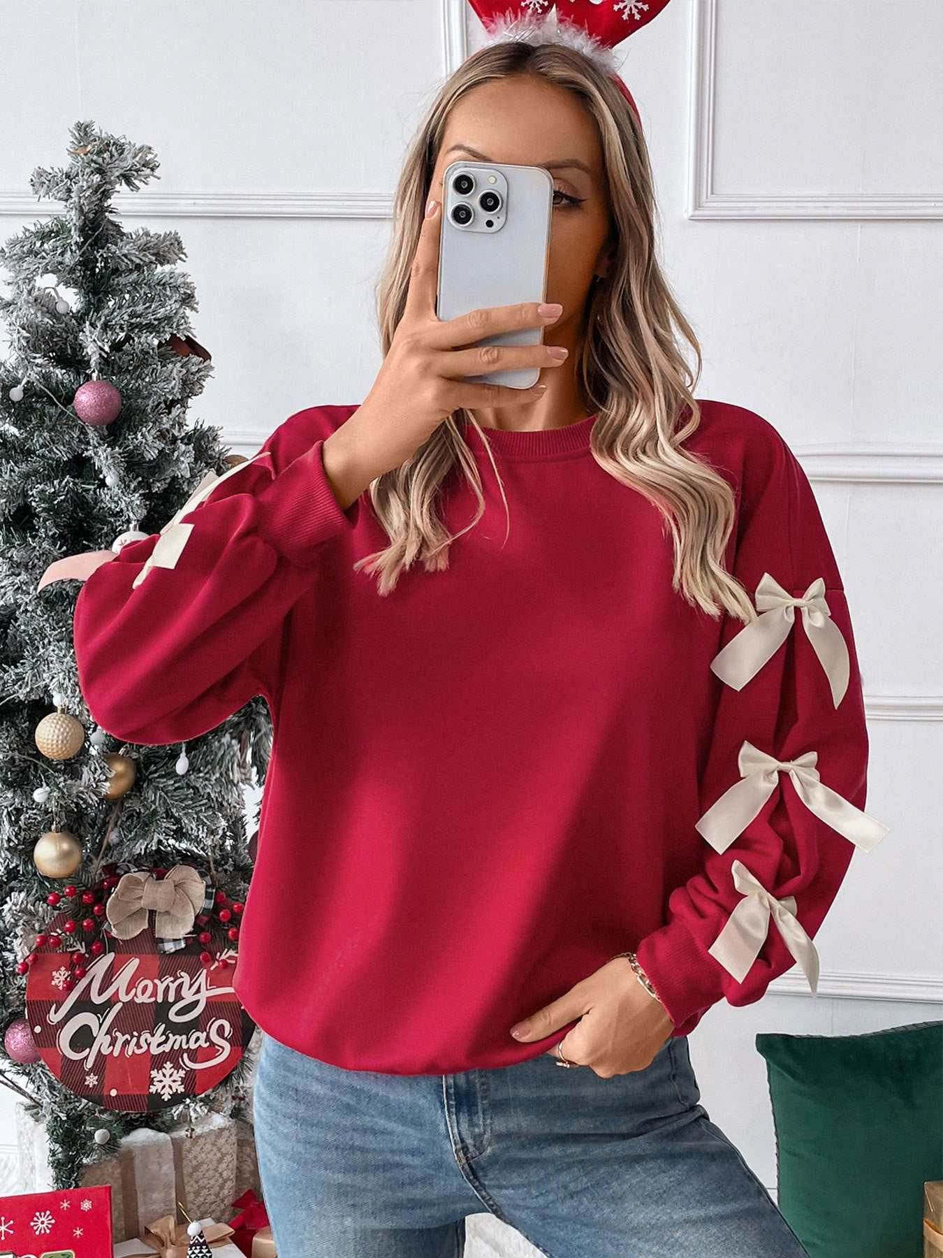 Red Bow Crew Sweatshirt