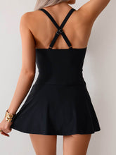 Crossover Ruched Skirt One Piece Swim Dress