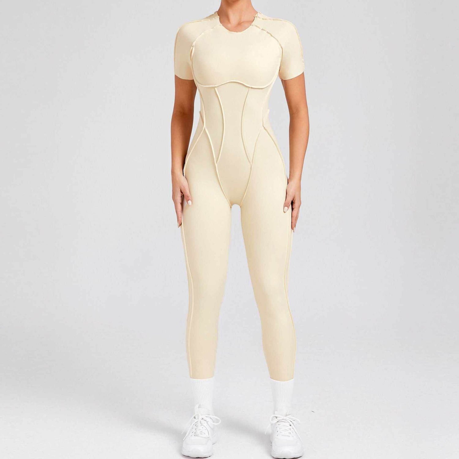 Short Sleeve Backless Yoga Jumpsuits