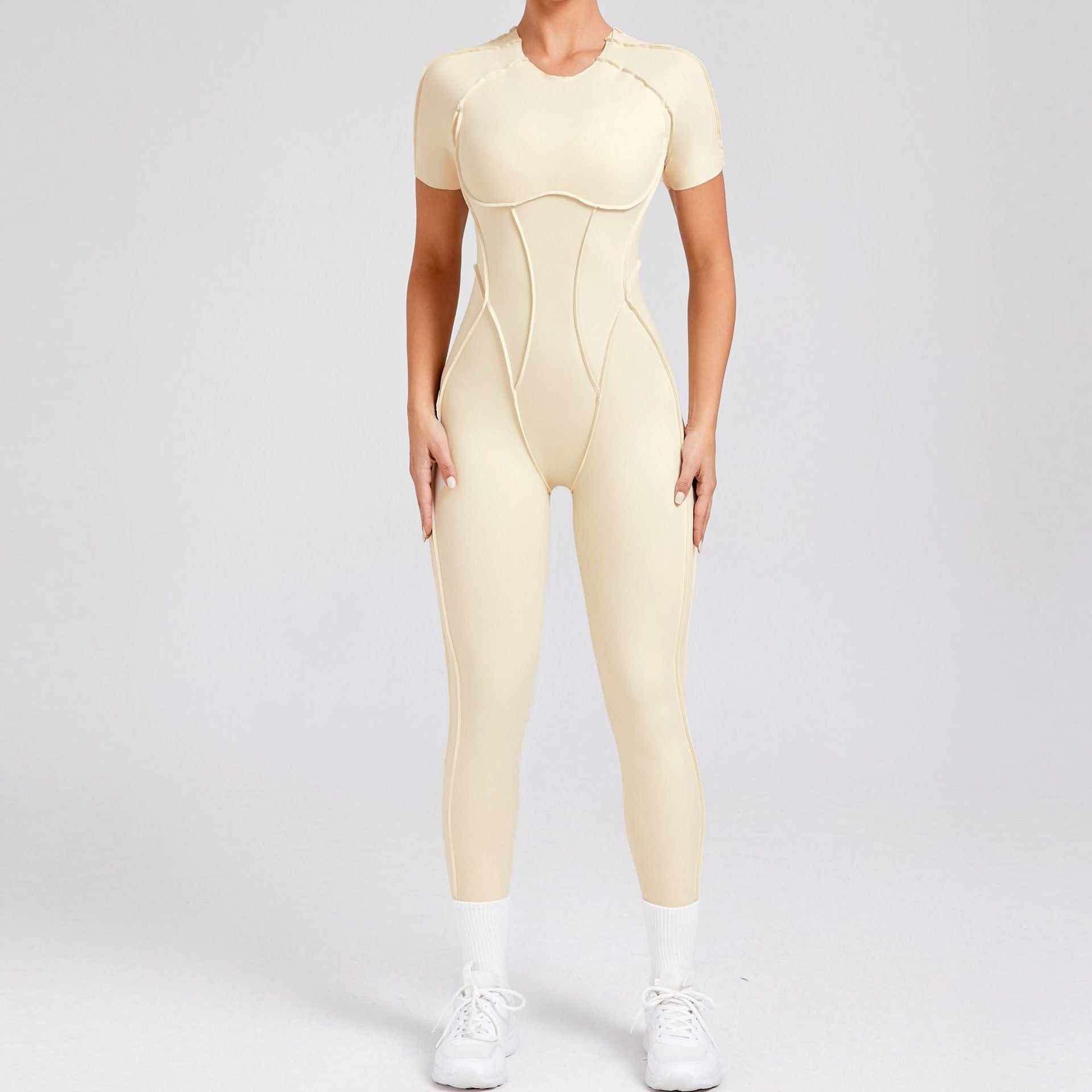 Short Sleeve Backless Yoga Jumpsuits