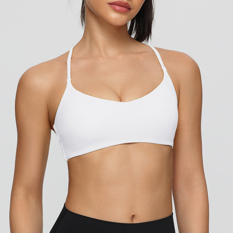 Twist Cross Back Sports Bra Adjustable Thin Straps Yoga Tops
