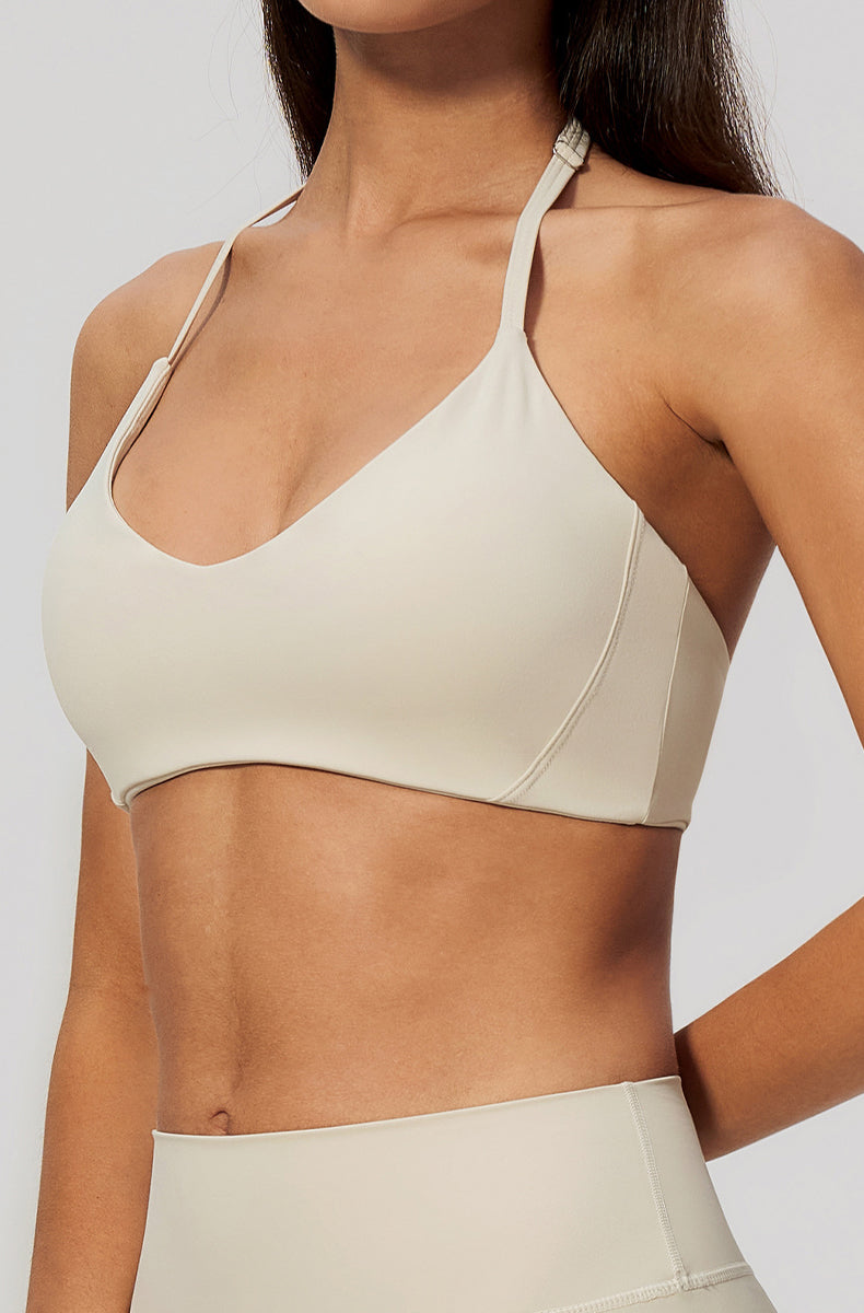 Adjustable Thin Halter Neck Strap Sports Bra
