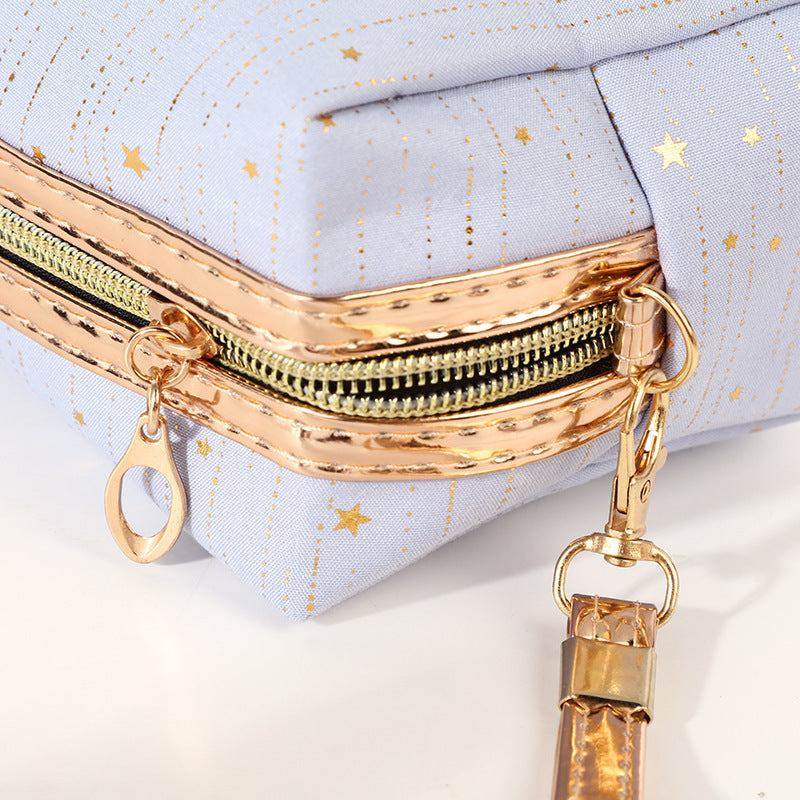 Glitter Star Portable Cosmetic Traveling Bag With Wristlet