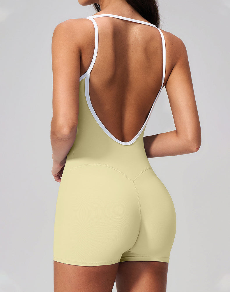 One Piece Short Romper Tummy Control Yoga Bodysuit