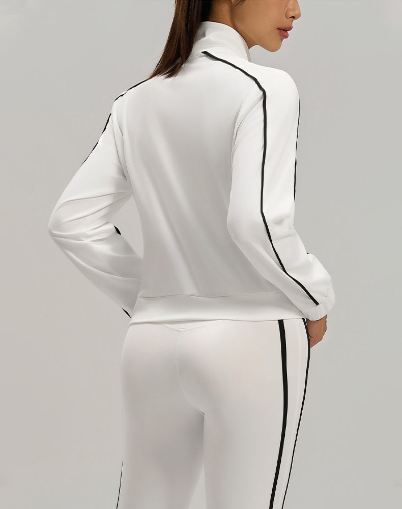 Stand Collar Workout Track Jackets Full Zip Crop Coat
