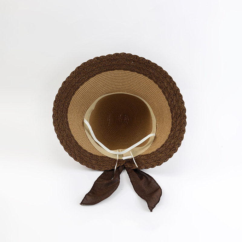 Summer Beach Straw Peach Shaped Hat with Bow