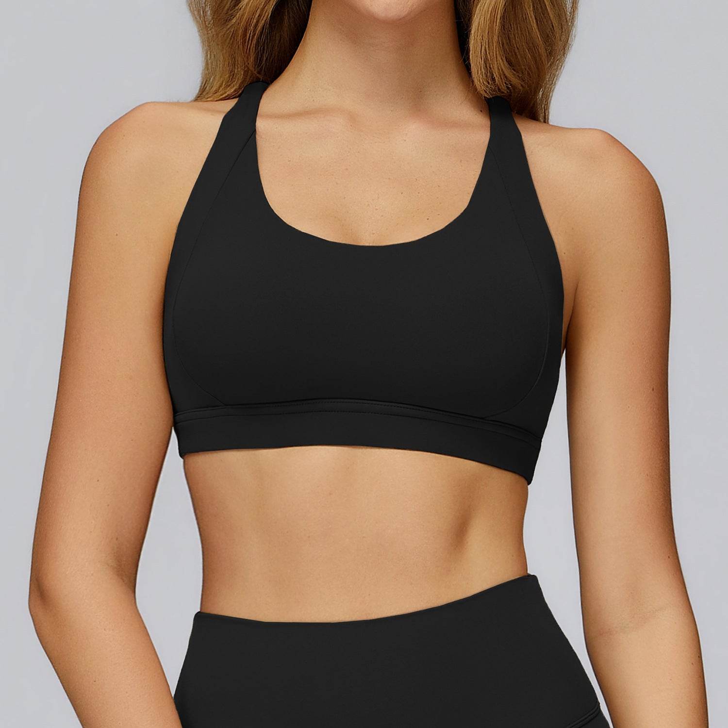 Cross Back Strappy Athletic Bras with Removable Pads