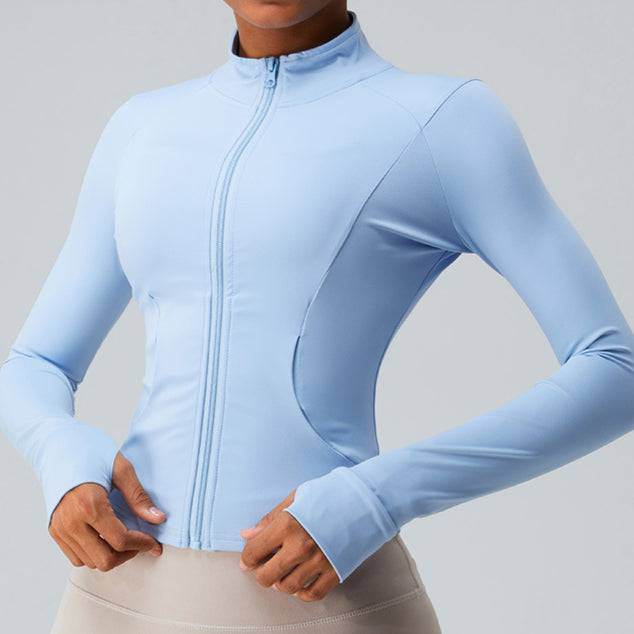 Cropped Full Zip Slim Fit Athletic Jacket
