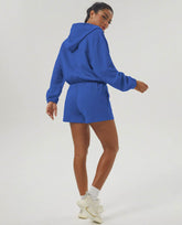 Loose Sports Set with Full Zip Hooded and Adjustable Short