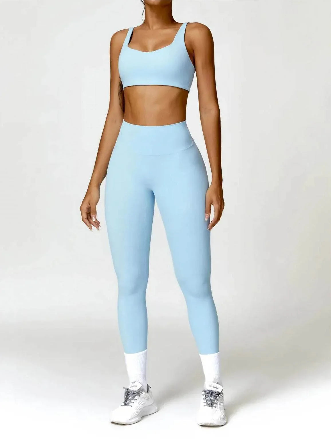 Yoga Wear Set With Bra and Leggings - Sky Blue