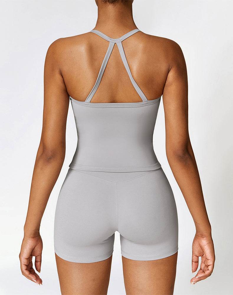 Athletic Wear with Criss Cross Back Tank Top and Short