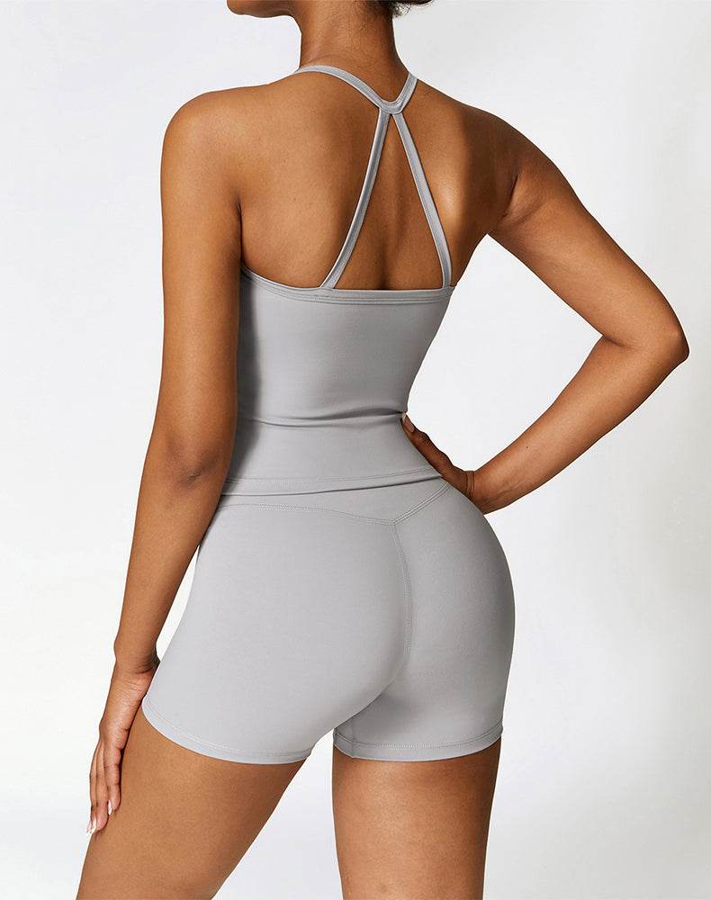 Athletic Wear with Criss Cross Back Tank Top and Short -