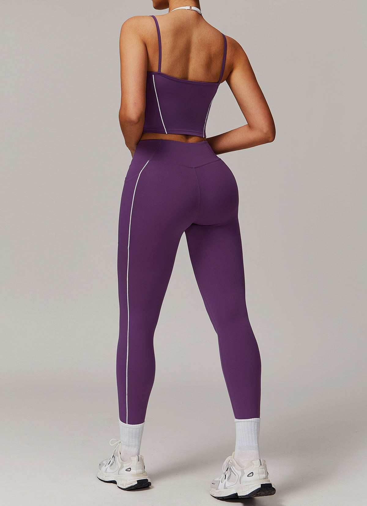 Activewear Set with Double Crossed Tank Top and Legging