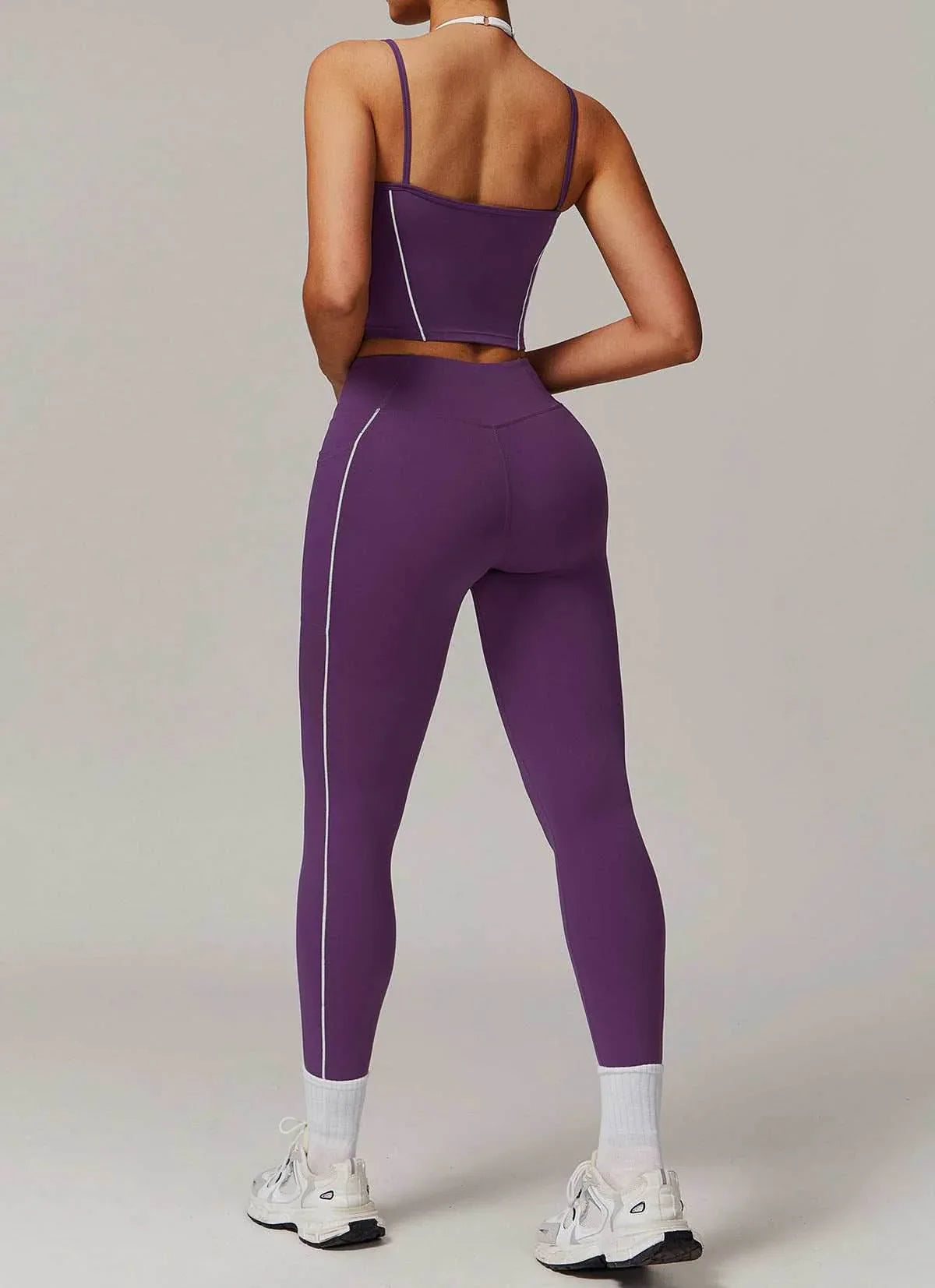 Activewear Set with Double Crossed Tank Top and Legging -