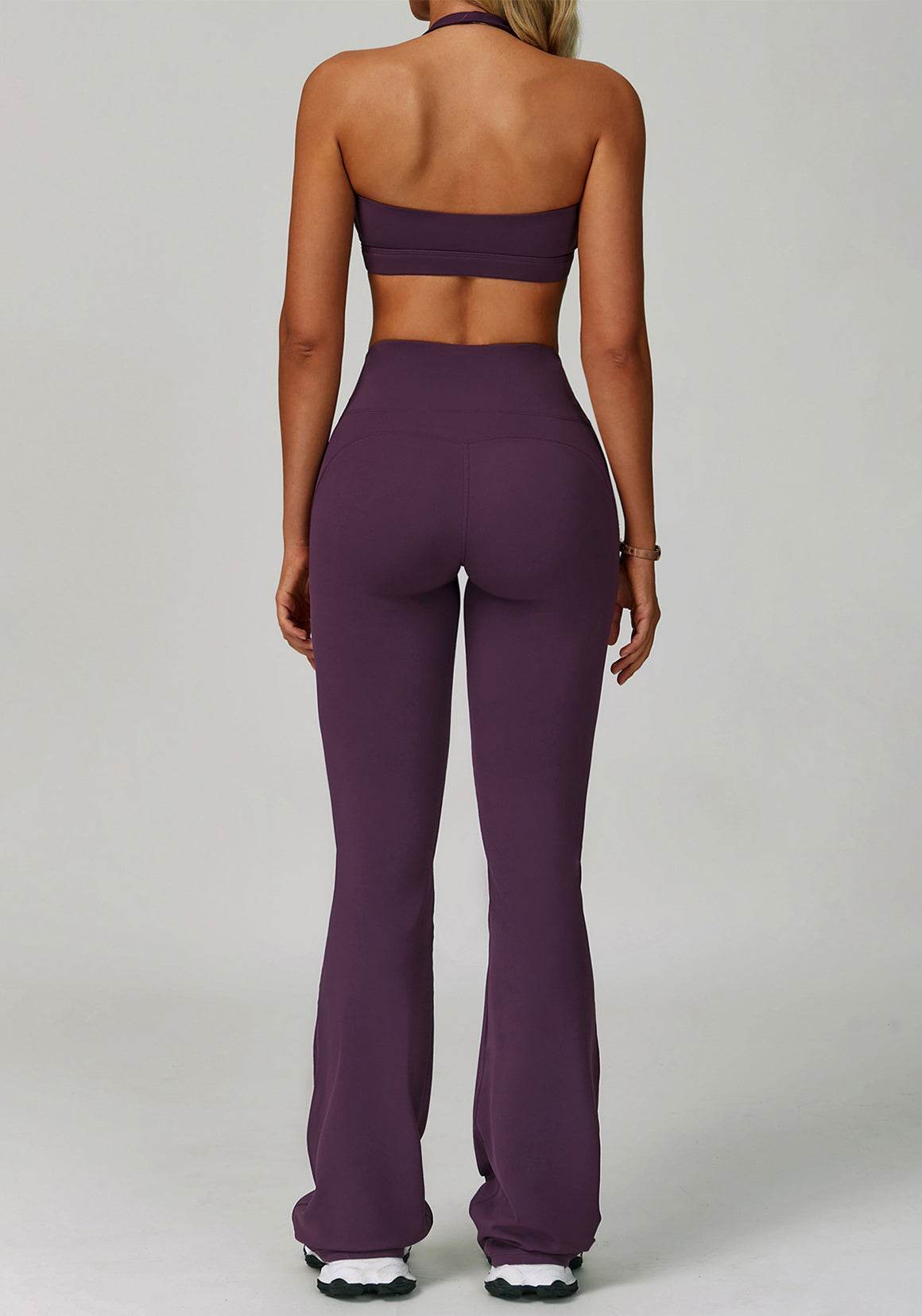 Activewear Set with Halter Sports Bra and Flared Pant
