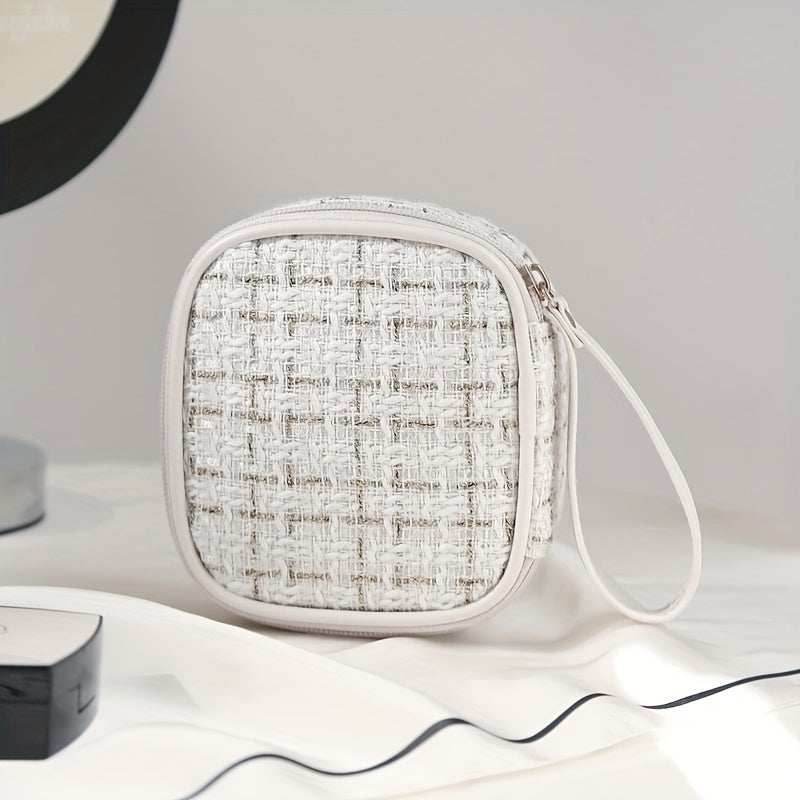 Tweed Zipper Cosmetic Bag