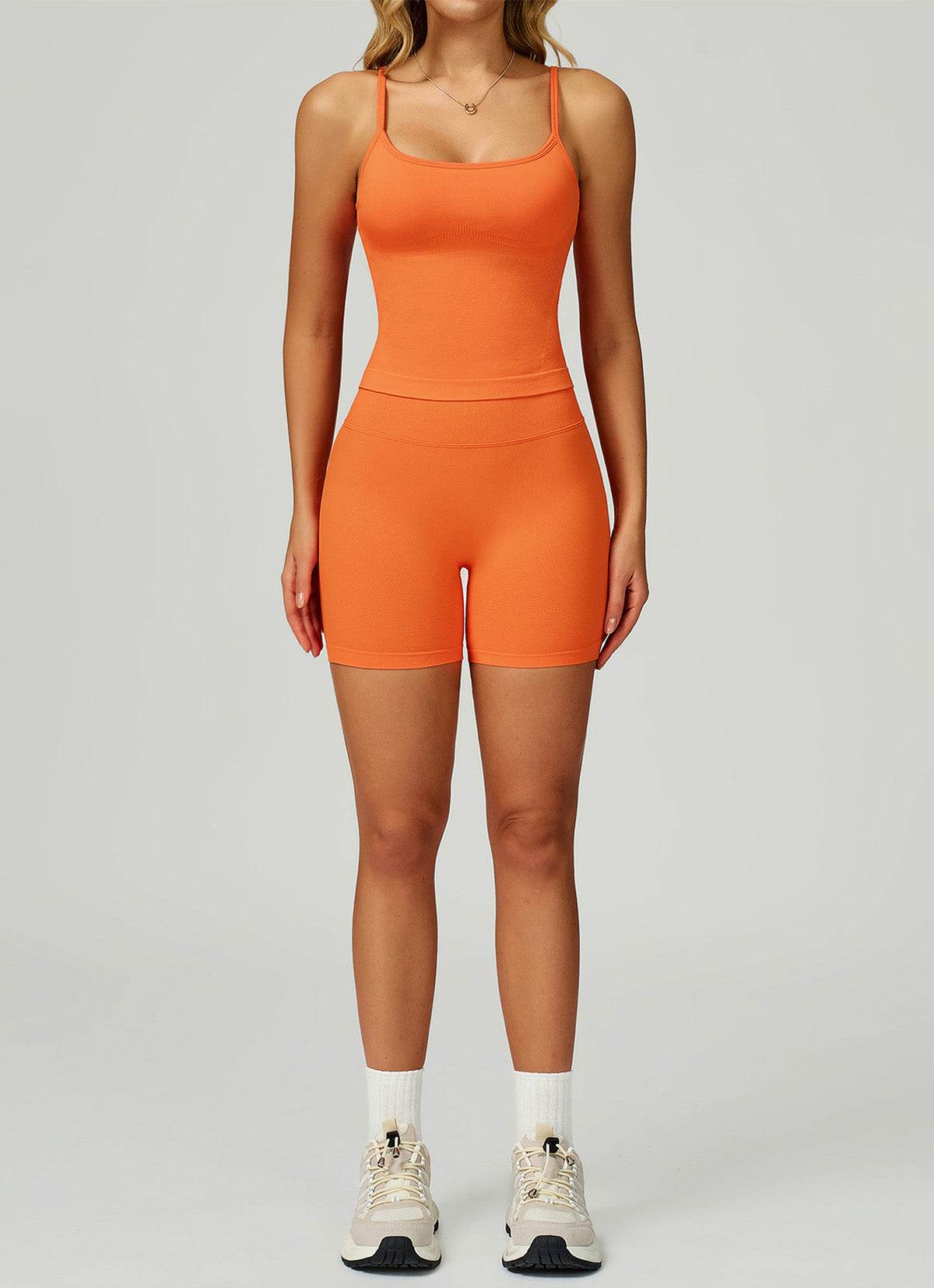 Sport Set with Color Block Tank Top and Short - Orange