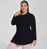 Plus Size Yoga Long Sleeve Hooded T-Shirt