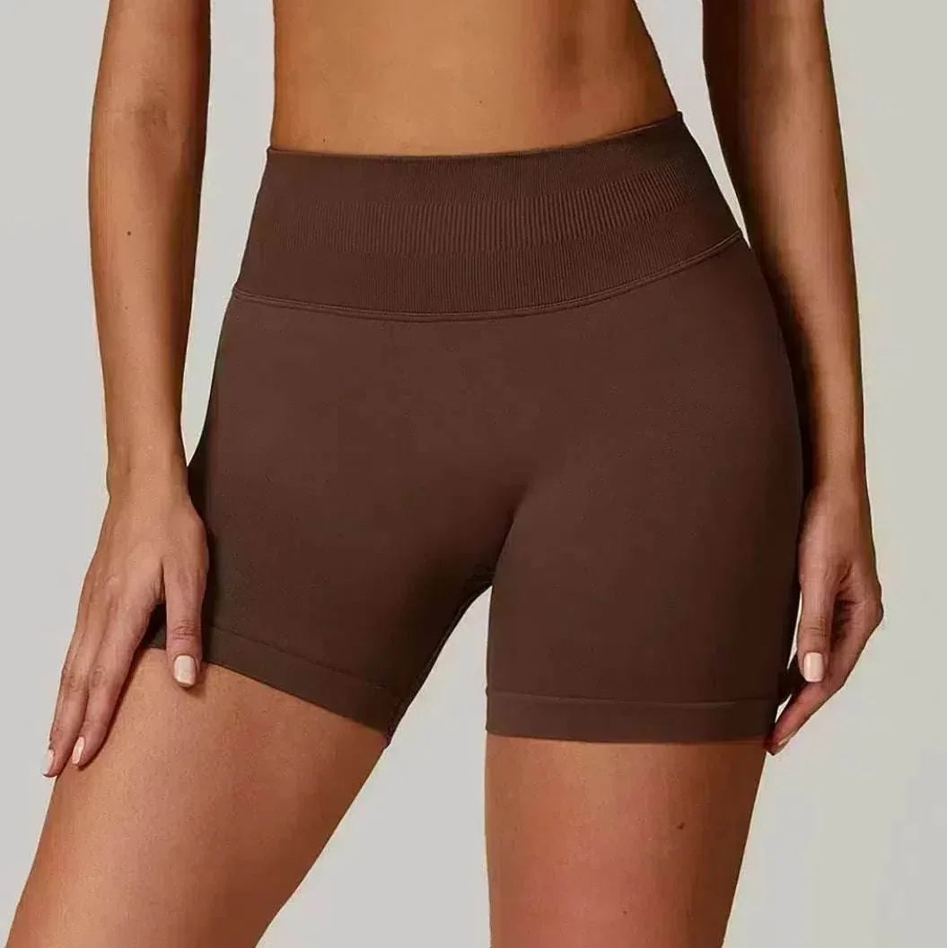High Waisted Yoga Shorts - Coffee