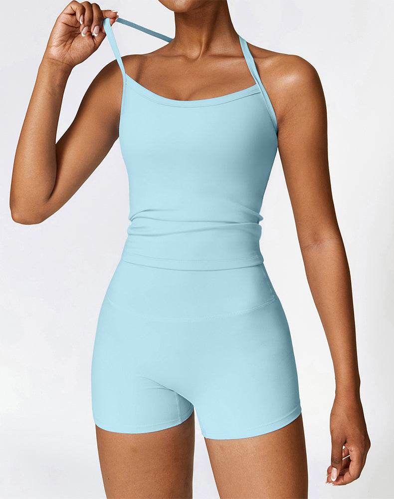 Athletic Wear with Criss Cross Back Tank Top and Short