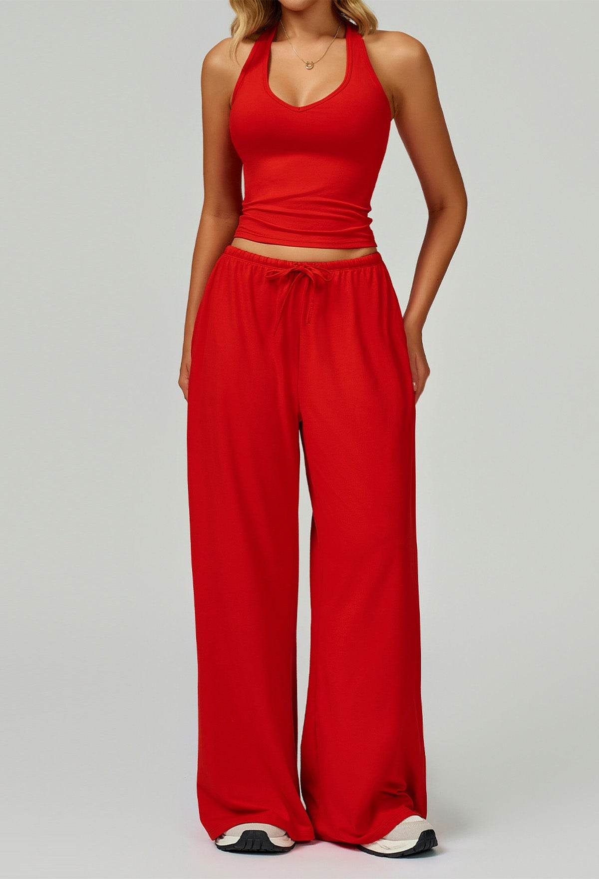 Activewear Wear with Tank Top and Wide Leg Lounge Pants
