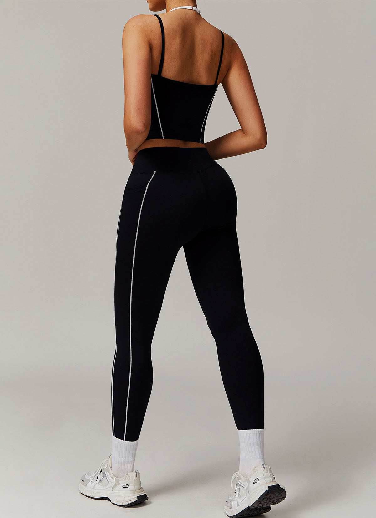 Activewear Set with Double Crossed Tank Top and Legging -