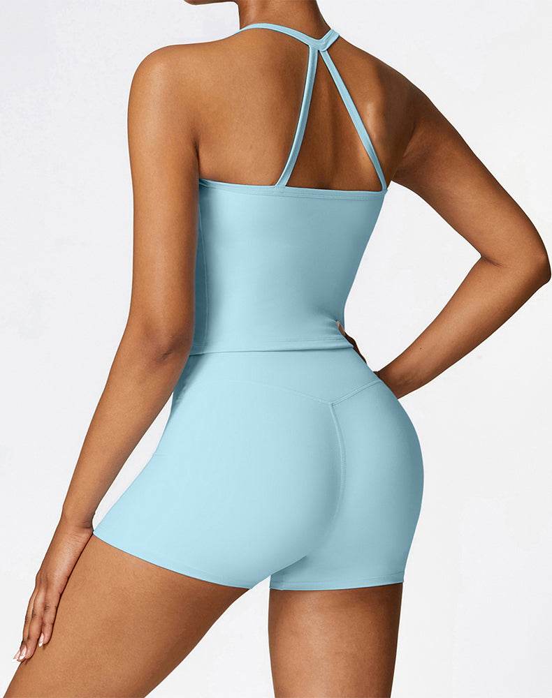 Athletic Wear with Criss Cross Back Tank Top and Short -