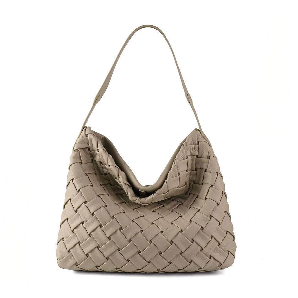Vegan Leather Woven Tote Bag