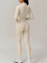 Sports Set with Full Zipper Long Sleeve Jacket and Leggings