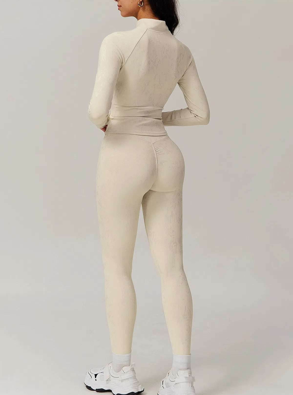 Sports Set with Full Zipper Long Sleeve Jacket and Leggings