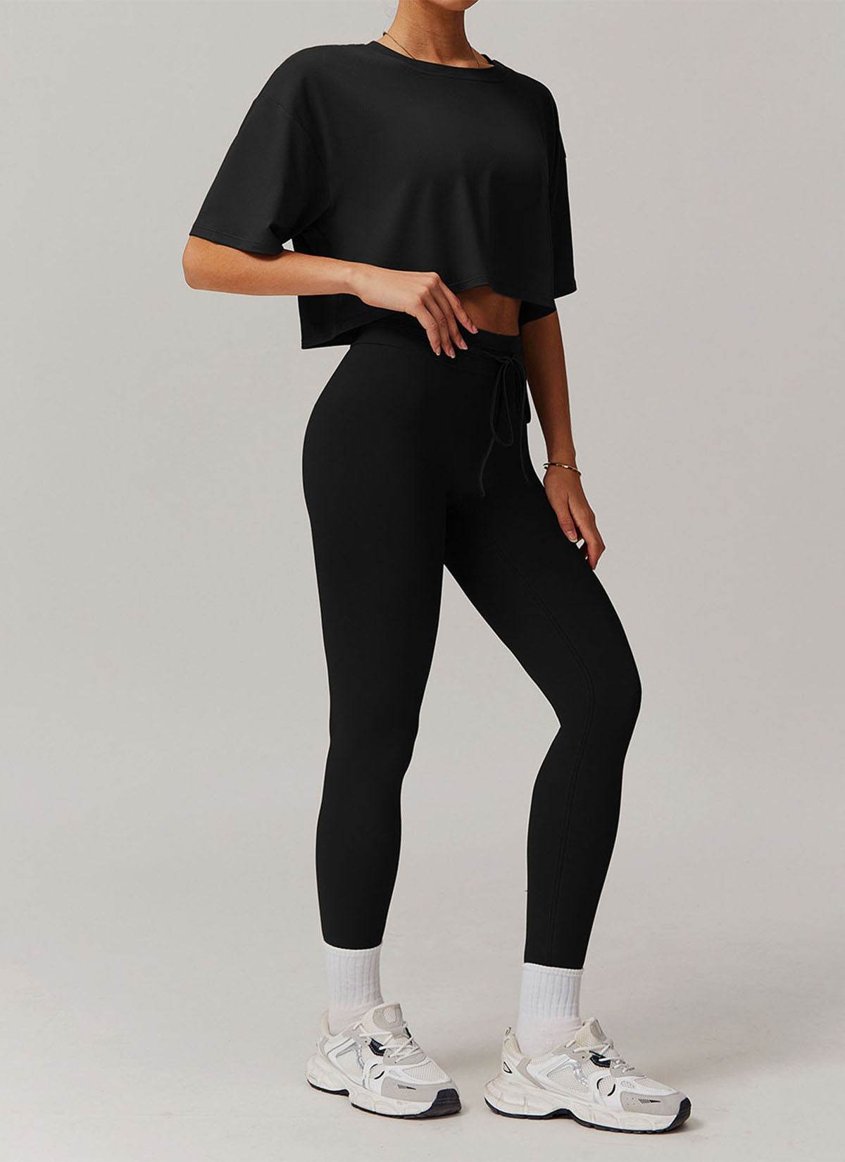 Sports Sets with Short Sleeve T-Shirts and Leggings