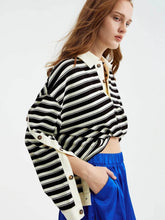 Striped Long Sleeve Casual Polo Shirt