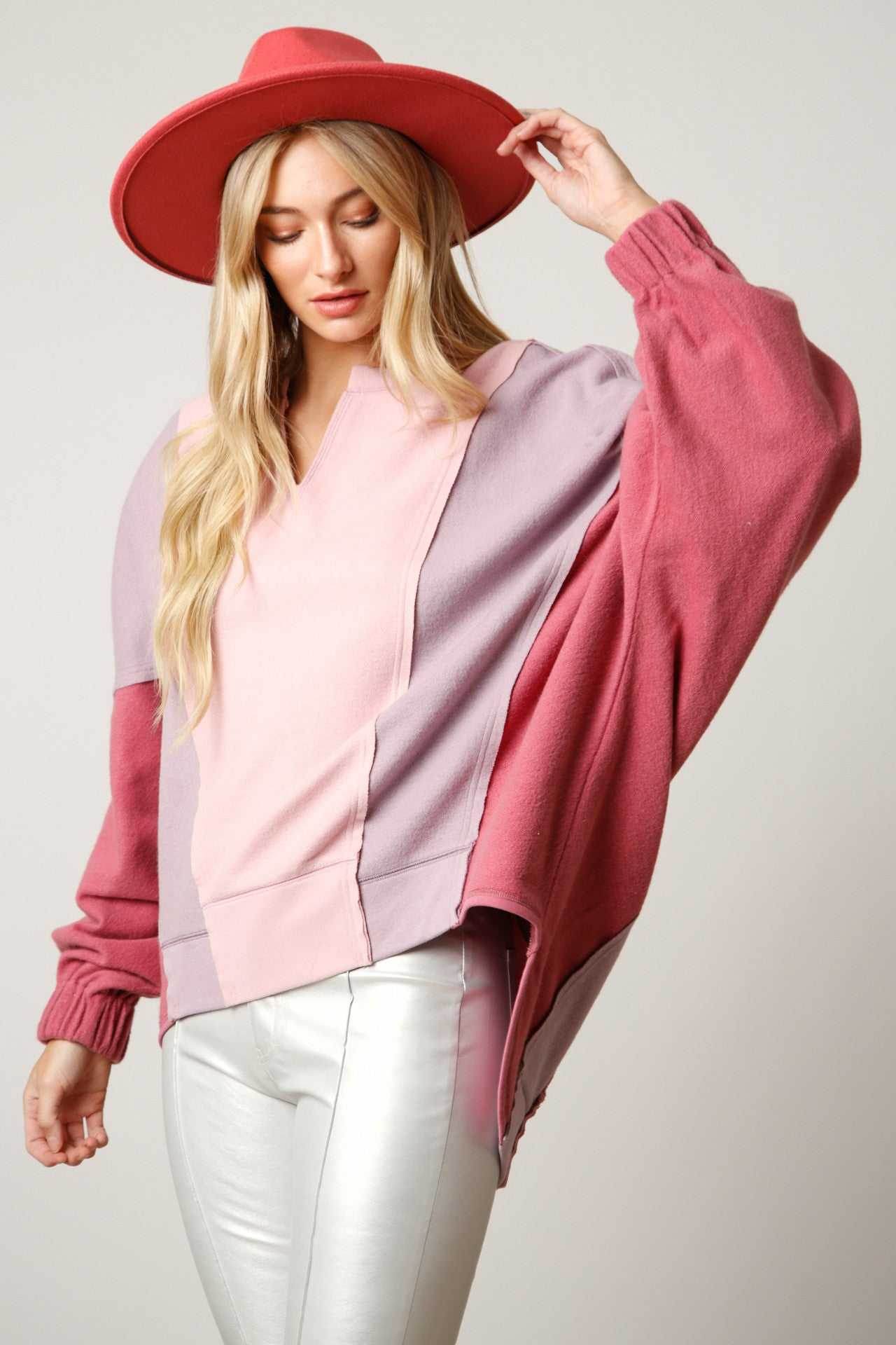 Color Block Oversized Sweatshirt