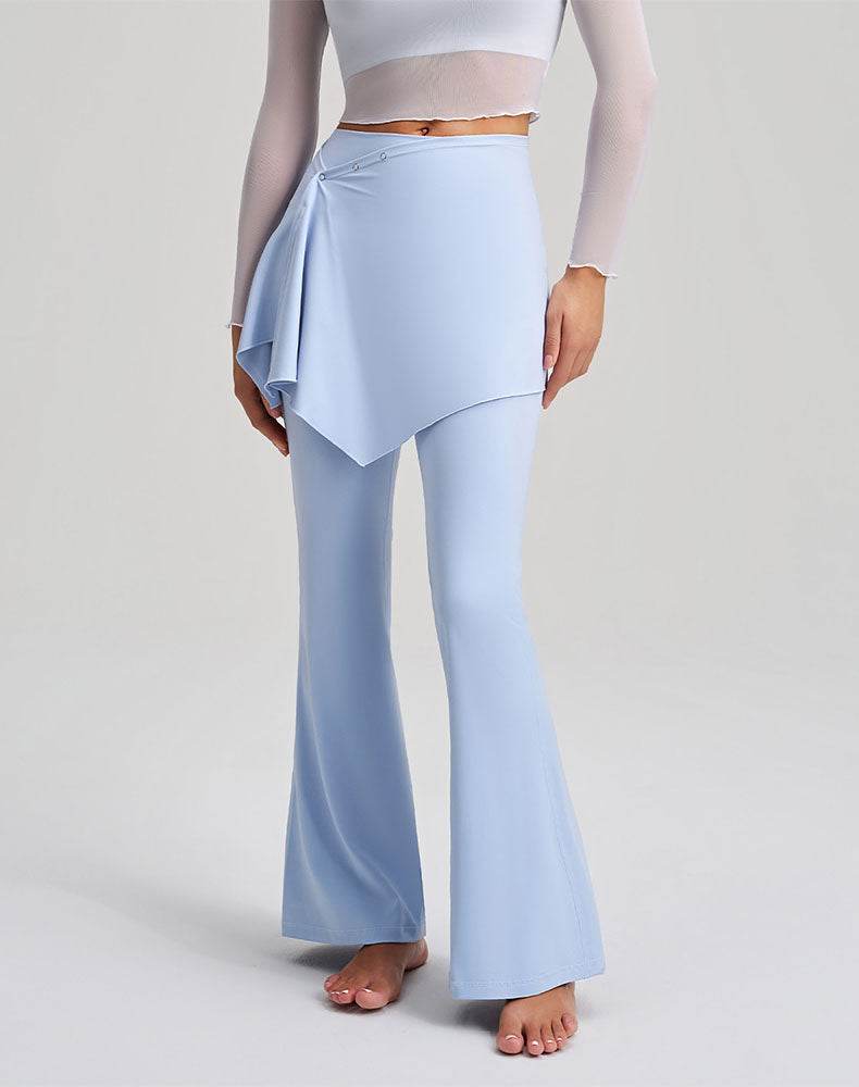 High Waisted Yoga Flare Pants Fake Two Piece Pant with Skirt