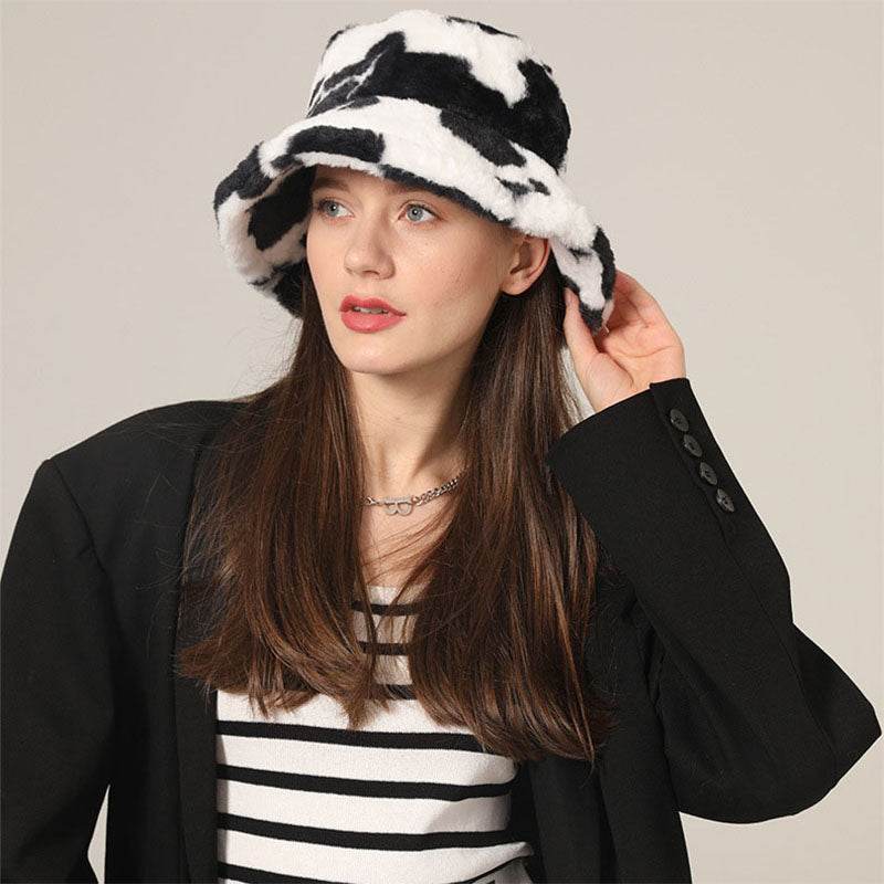 Winter Fuzzy Bucket Hat Lambswool Warm Fisherman Cap