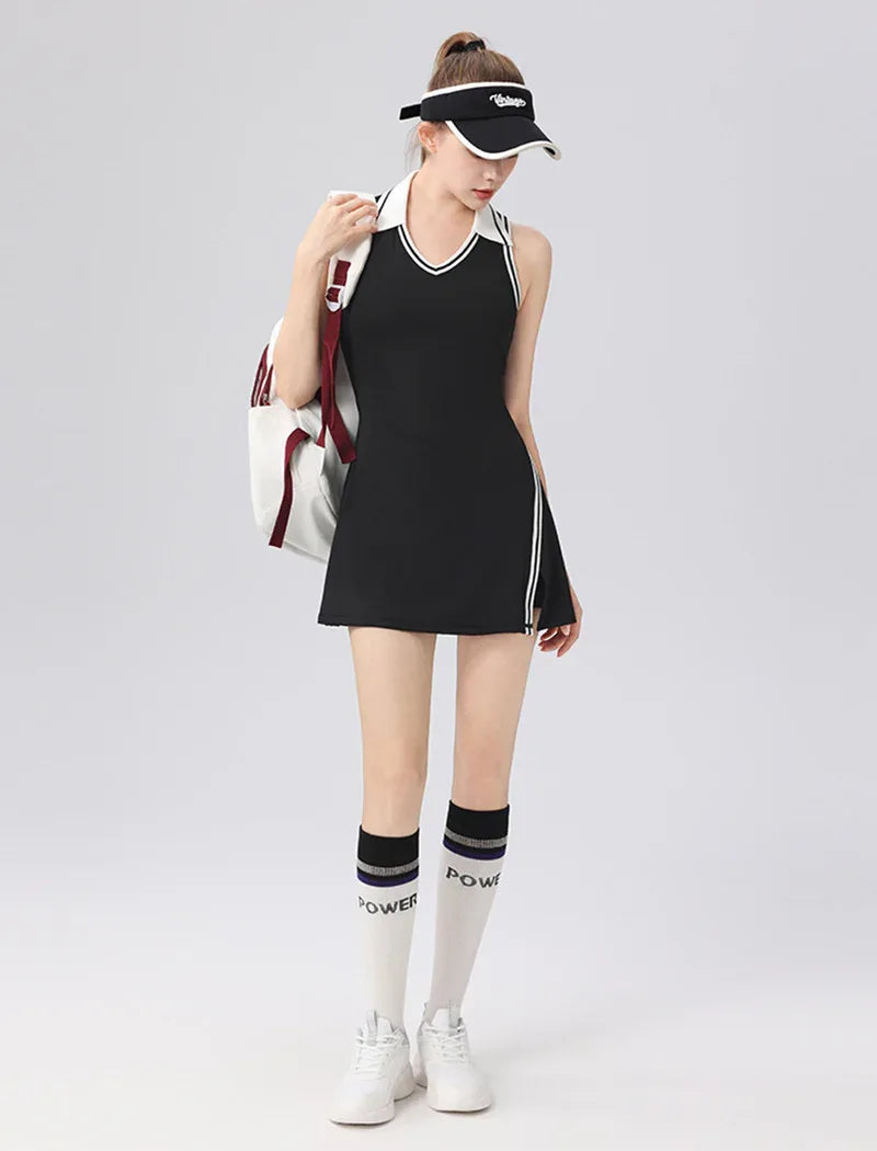 Tennis Dresses Polo Golf Dress with Built in Bra and Shorts -