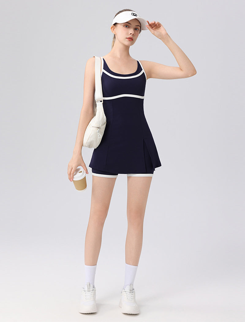 Workout Tennis Golf Mini Dress with Built-in Bra and Shorts -